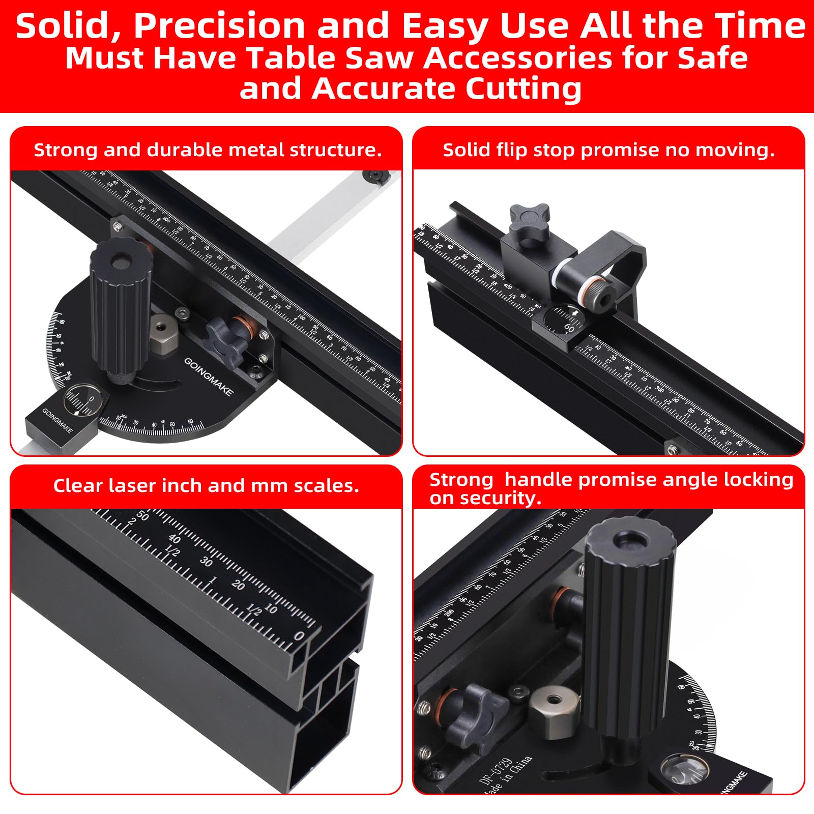 Goingmake precision pointer highlights exact measurement during adjustments.