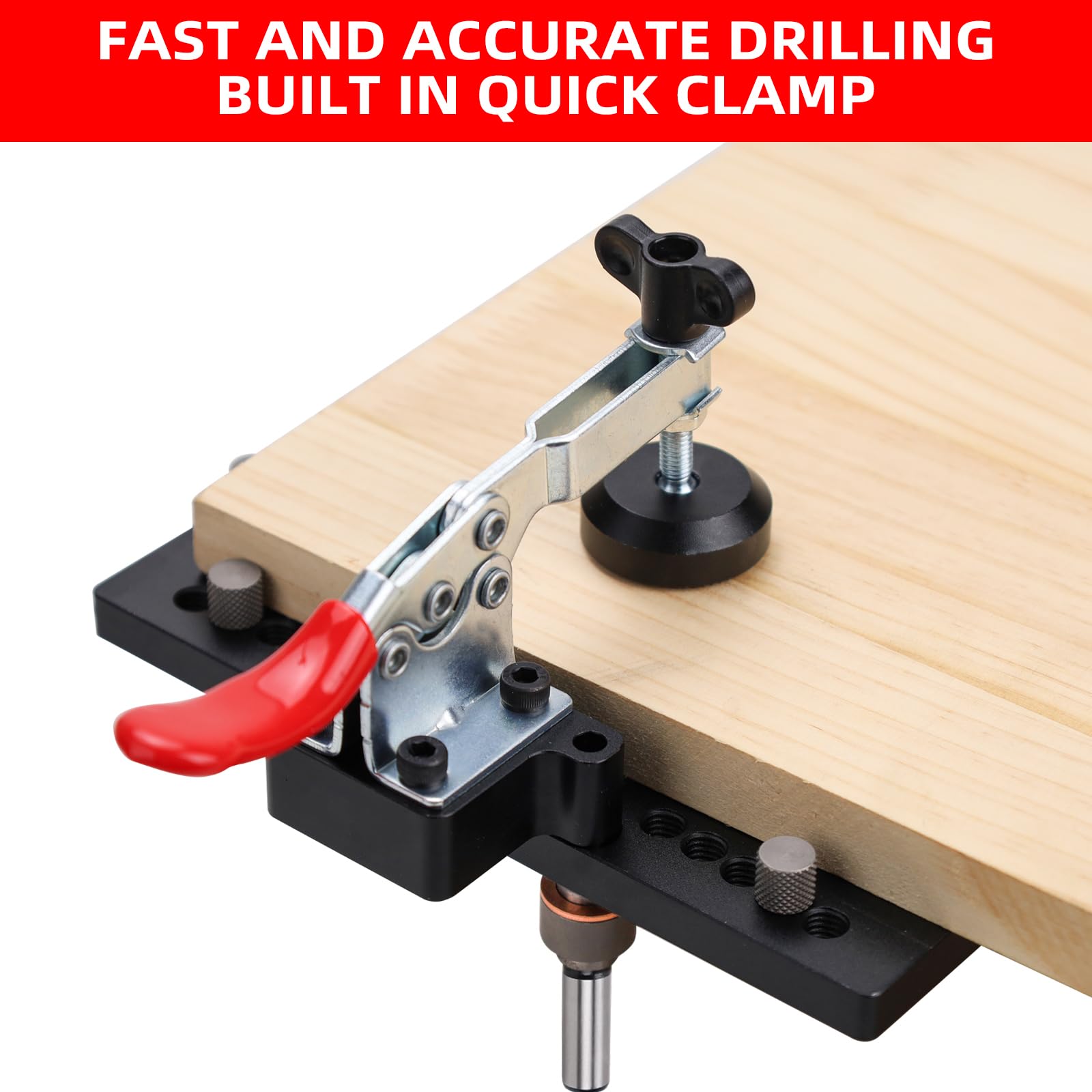 GoingMake quick clamp system attached to jig enables fast secure mounting.