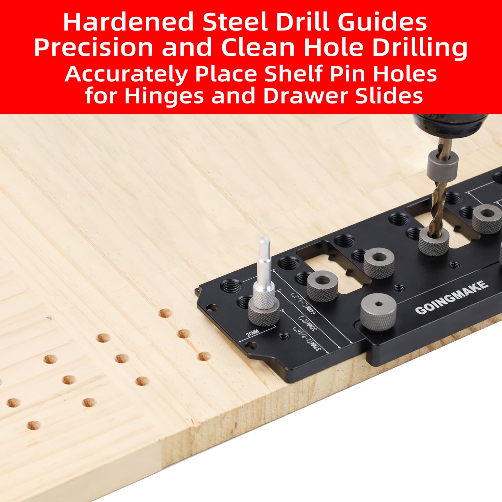 GoingMake shelf pin jig anti slip base secures jig during drilling