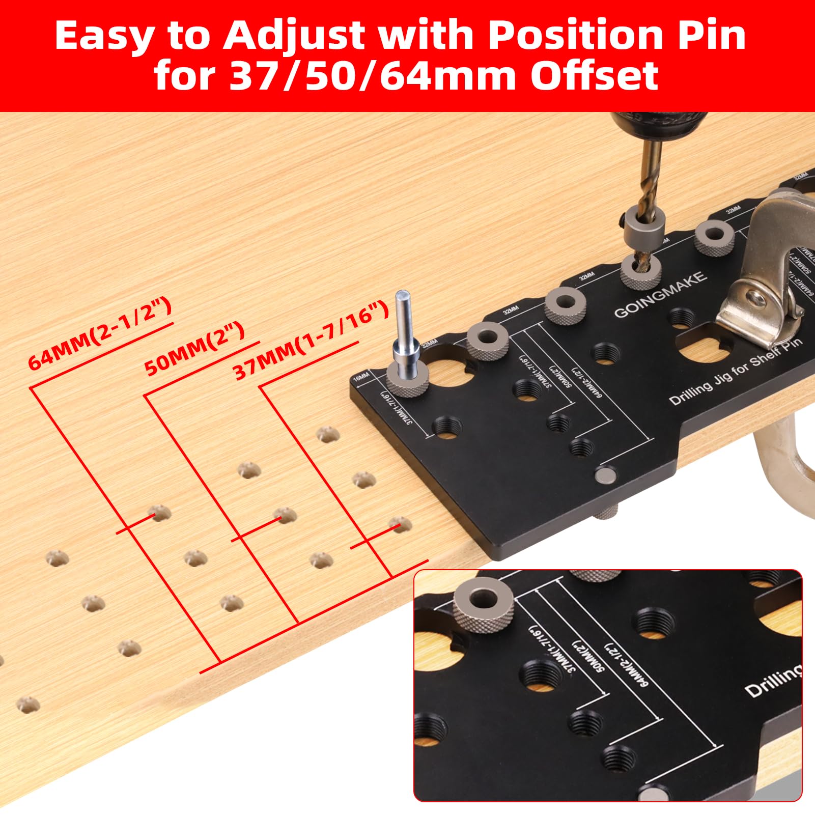 GOINGMAKE 32 mm distance ensures standard shelf alignment.