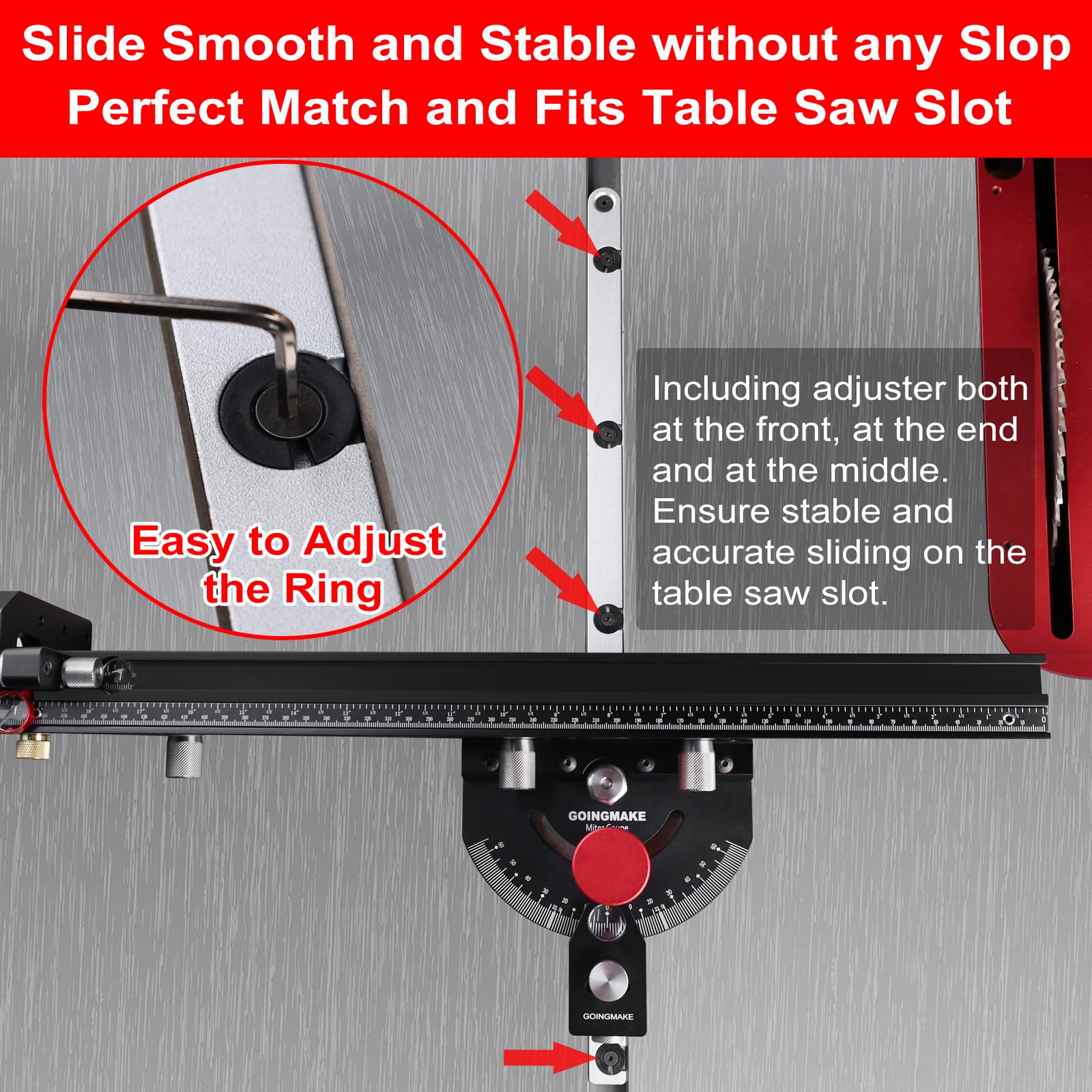 GOINGMAKE fits 3/8 x 3/4 inch T-slots and U-slots for broad compatibility