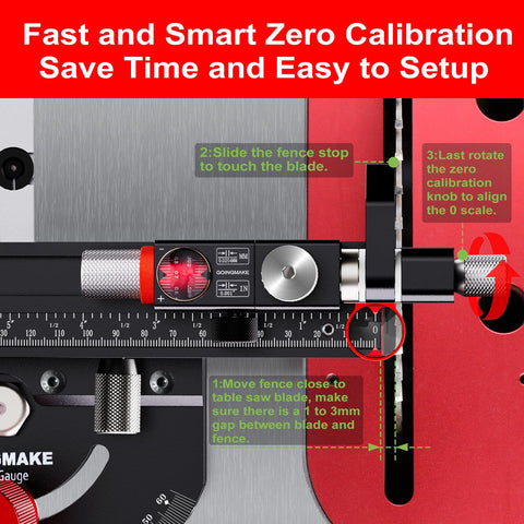 GOINGMAKE extendable fence reaches 36 inches for long crosscuts