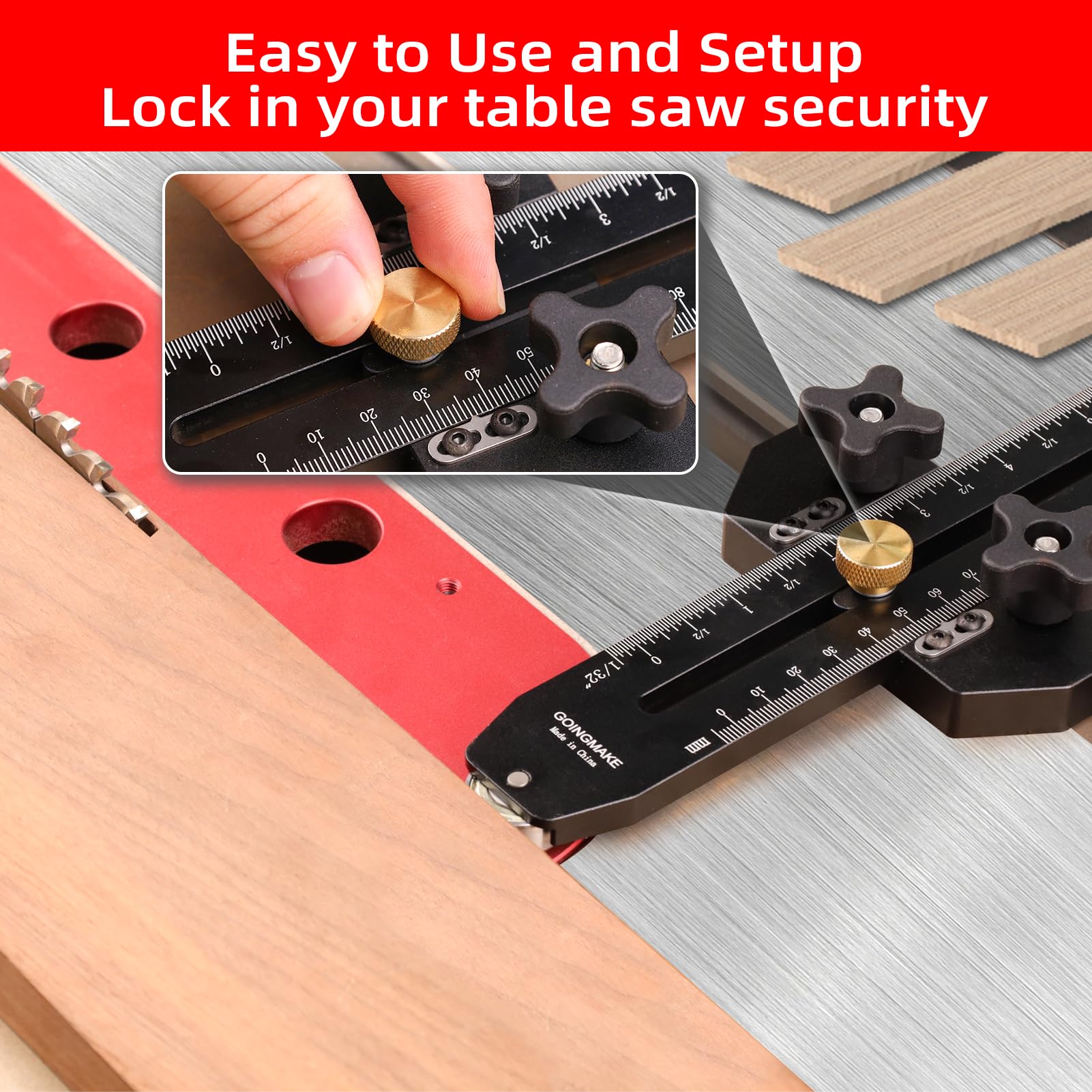 GOINGMAKE Thin Rip Jig compatible with table saw, band saw, router table