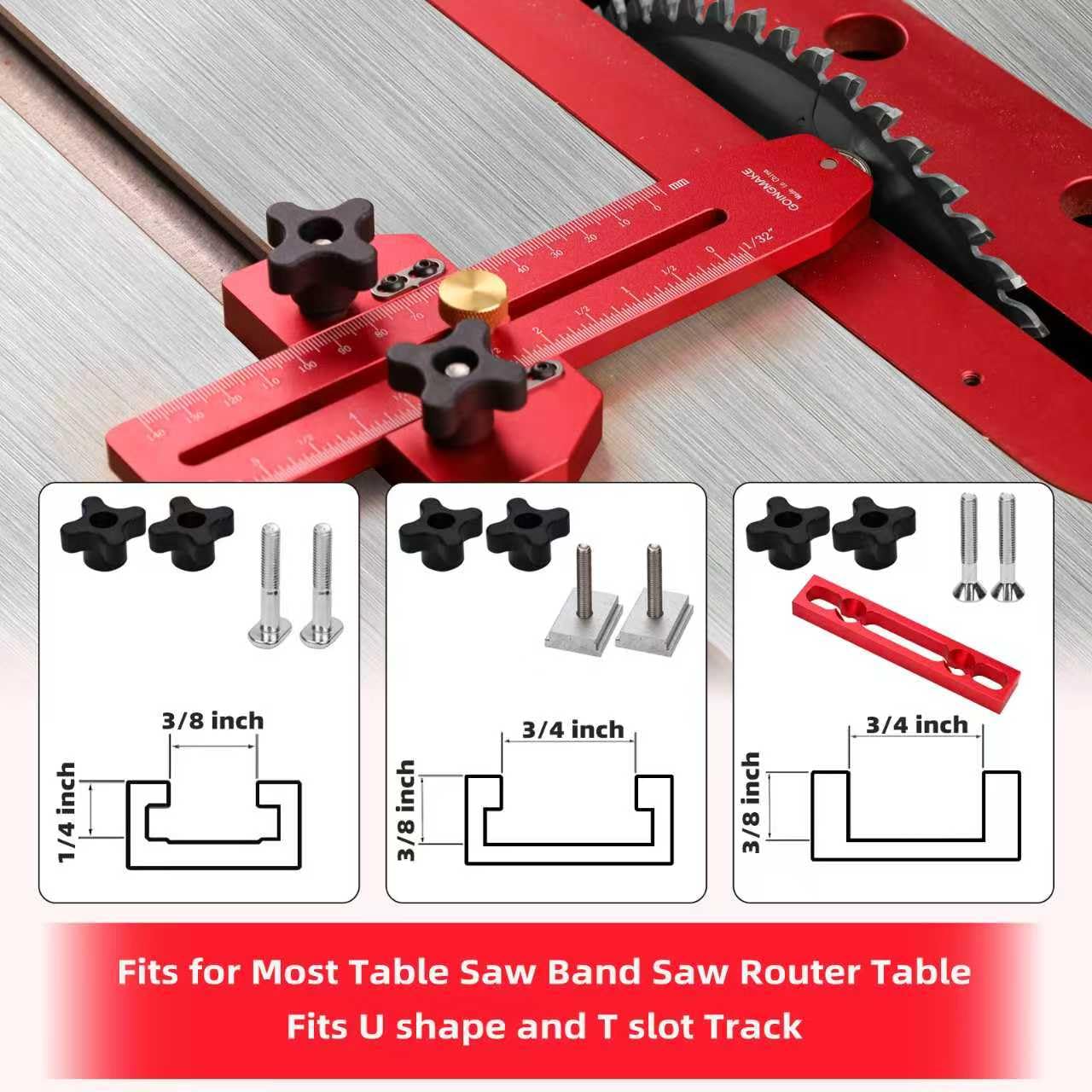 GoingMake Thin Rip Jig fits 3/8 x 3/4 T-slot for secure alignment