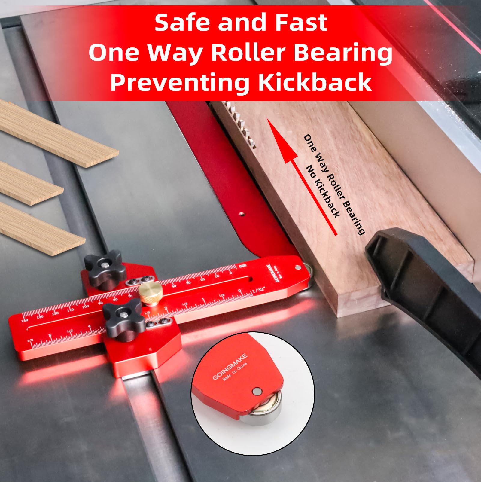 GoingMake one-way bearing guides feed forward to reduce kickback