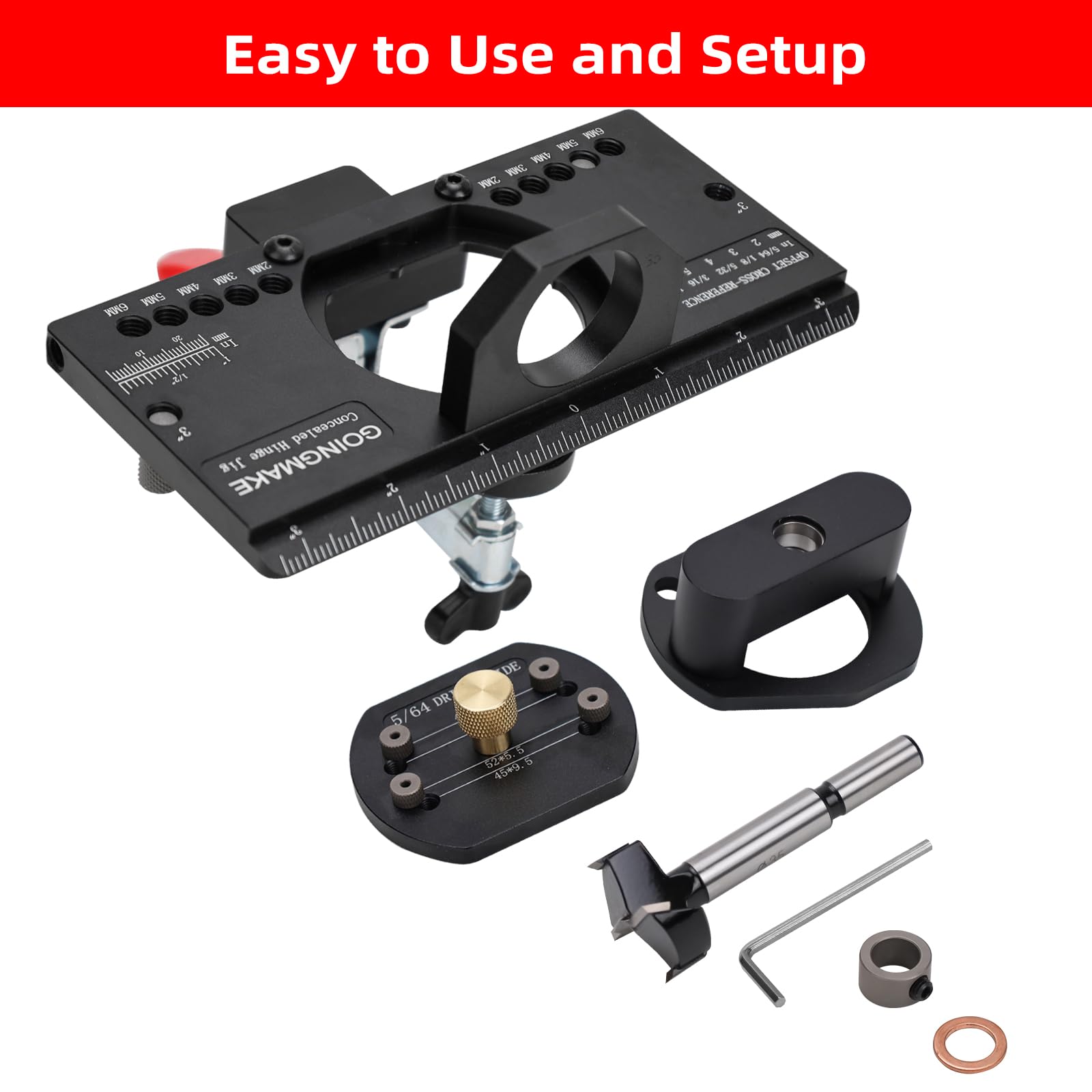 GoingMake workpiece demonstration of hinge installation in cabinets.