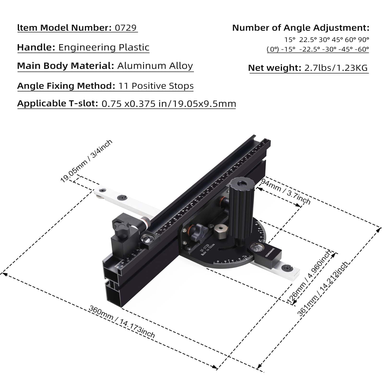 Zero calibration process with the flip stop ensures accurate starting references.