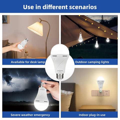GOIRLYCE wireless rechargeable LED bulbs recharging in use for seamless backup illumination.