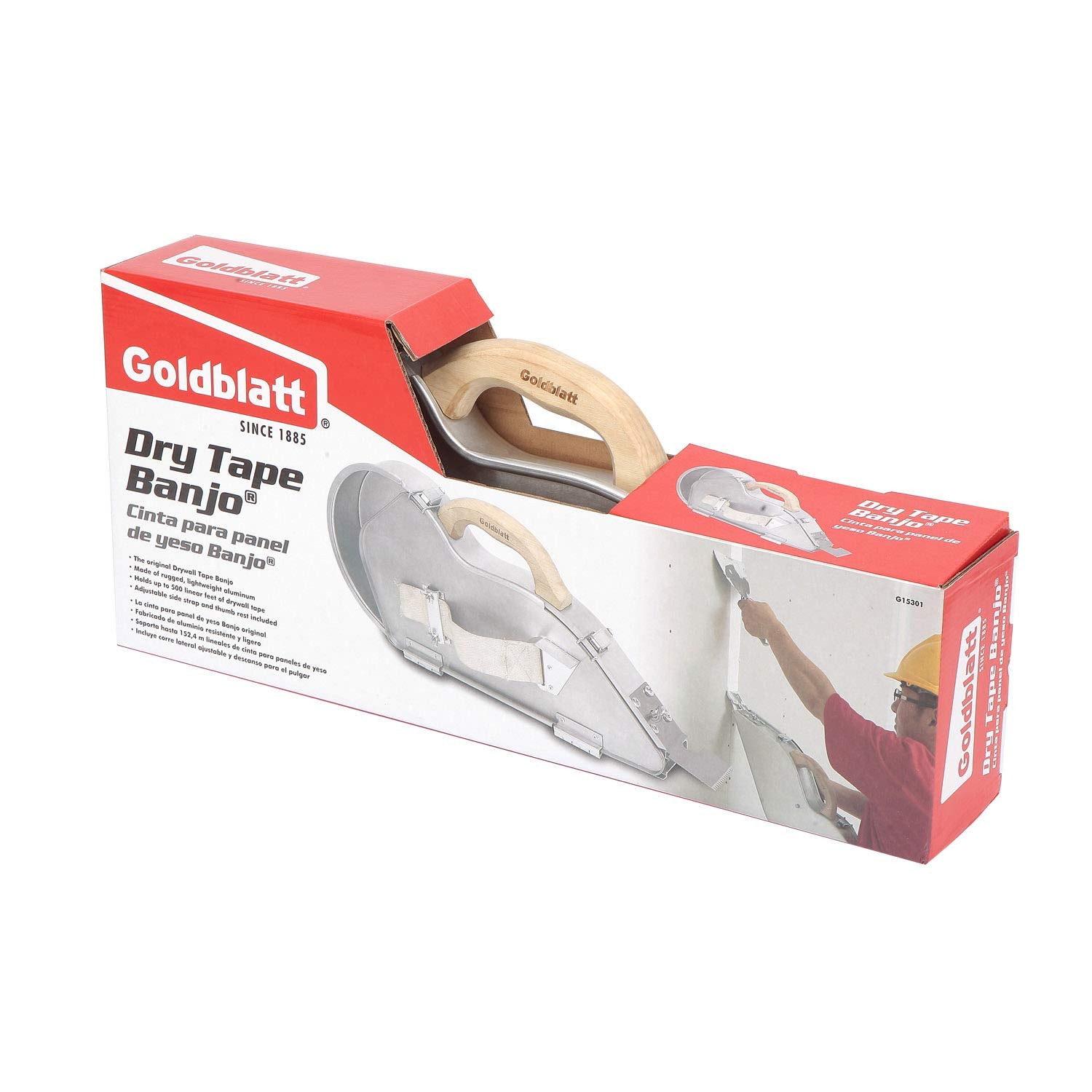 Goldblatt Banjo-Dry Tape holds up to 500 ft of drywall tape for longer, fewer reloads.