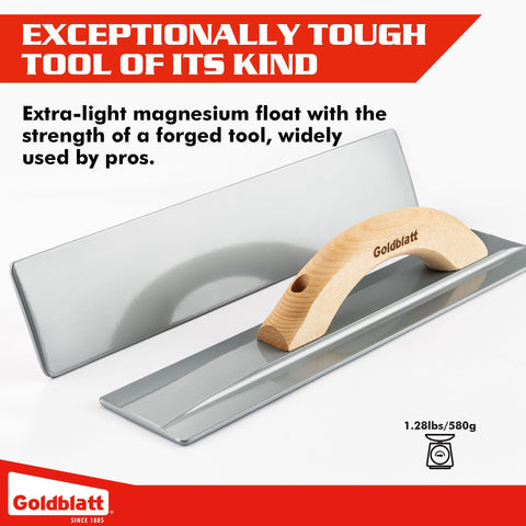 Goldblatt 16-inch magnesium float provides balanced coverage for uniform surfaces