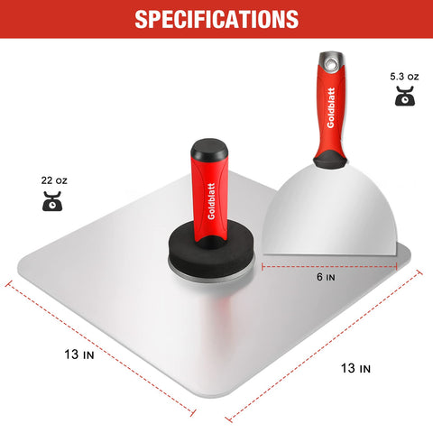 Goldblatt bi-material handle detail emphasizes anti-slip, ergonomic comfort.