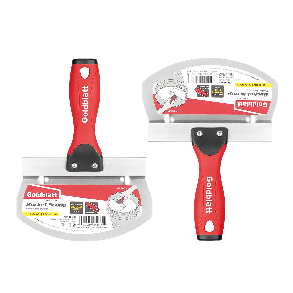 Goldblatt bucket scoop curved blade for drywall tasks reduces waste