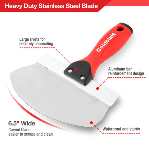 Goldblatt bucket scoop 6.5-inch blade enables faster material pickup