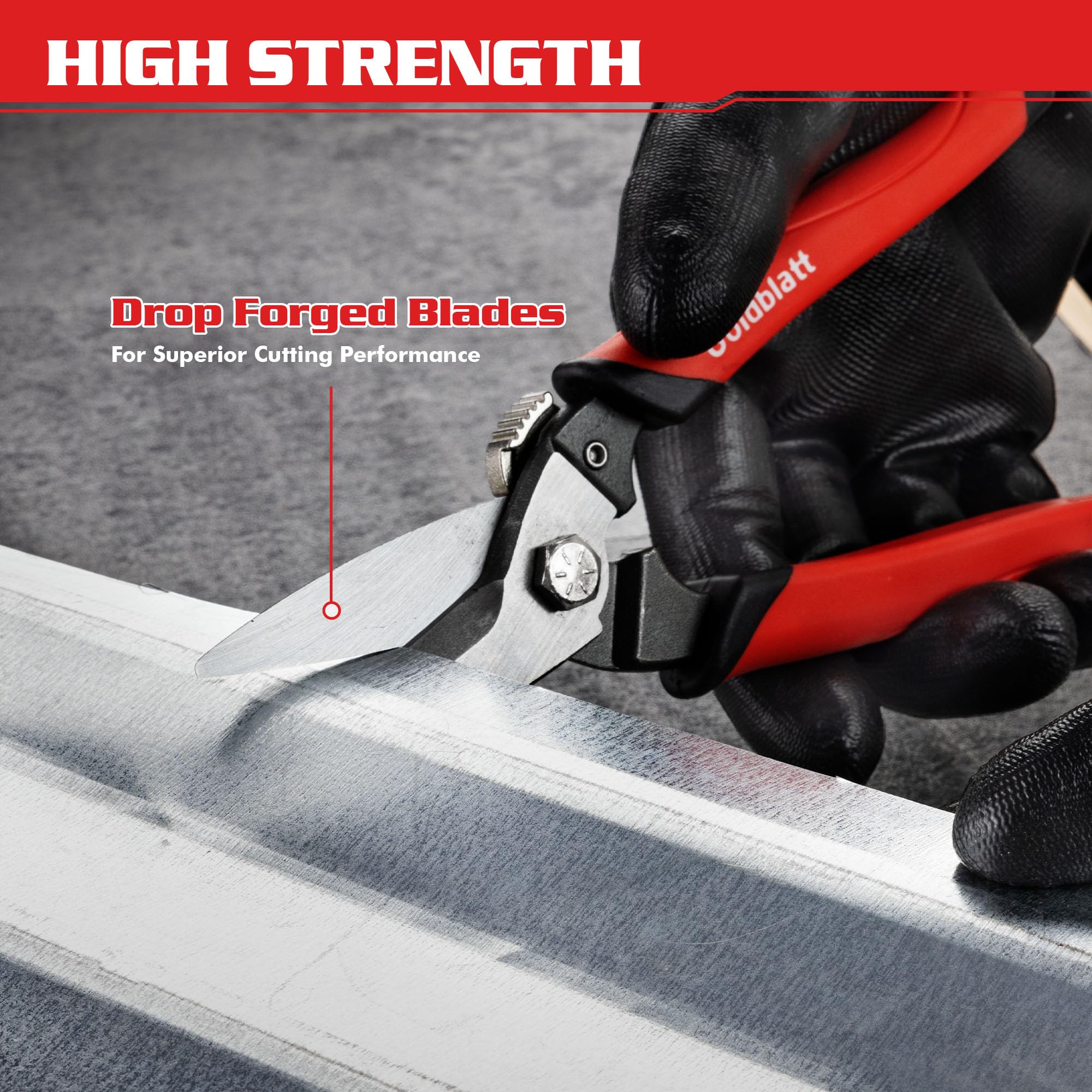 Goldblatt drop-forged blades close-up showing durability