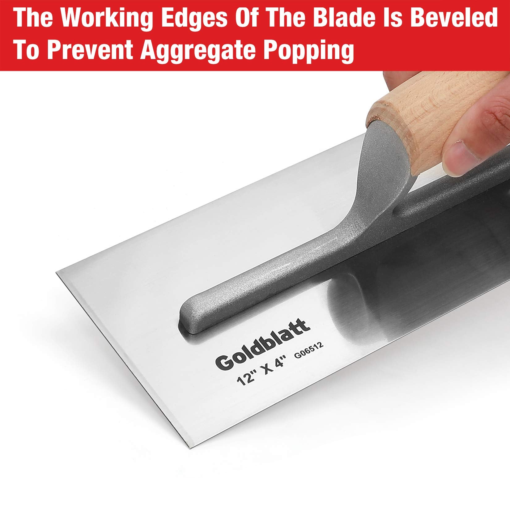 Goldblatt drywall trowel with camel back wood handle for comfort