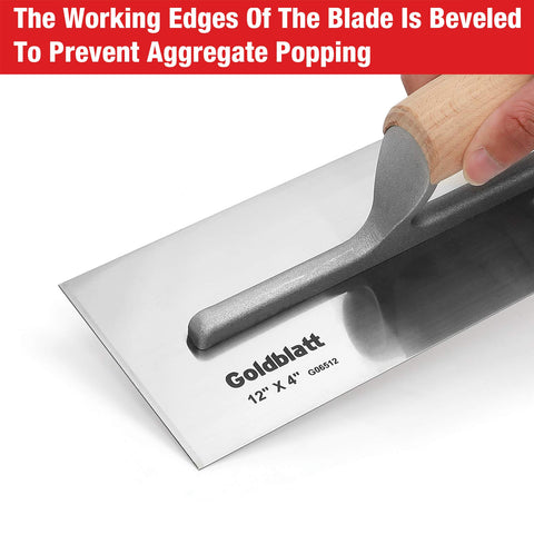 Goldblatt drywall trowel with camel back wood handle for comfort