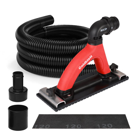 Goldblatt dust free hand sander front view with ergonomic soft grip for comfortable sanding