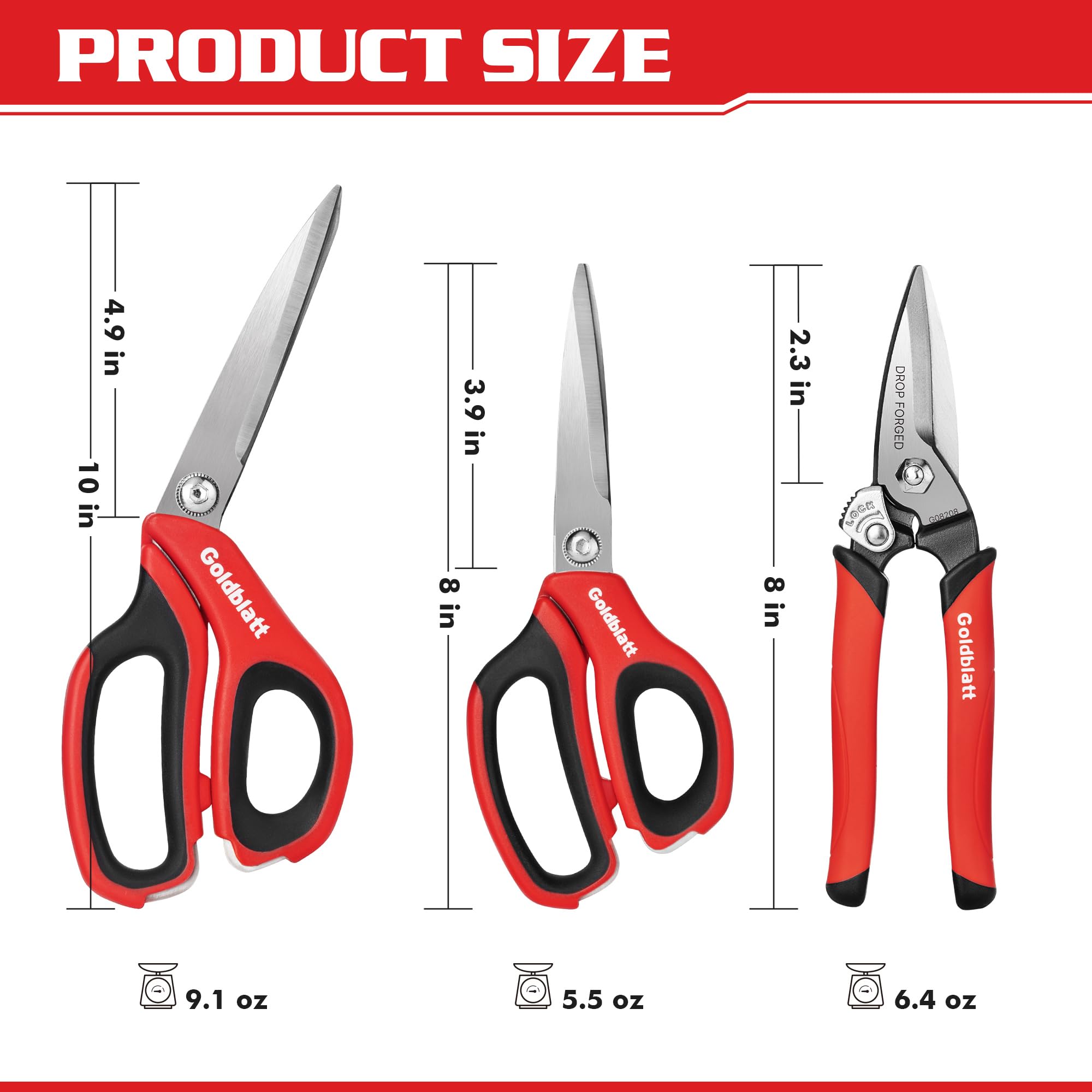 Goldblatt heavy-duty scissors 10-inch blade close-up for versatile tasks
