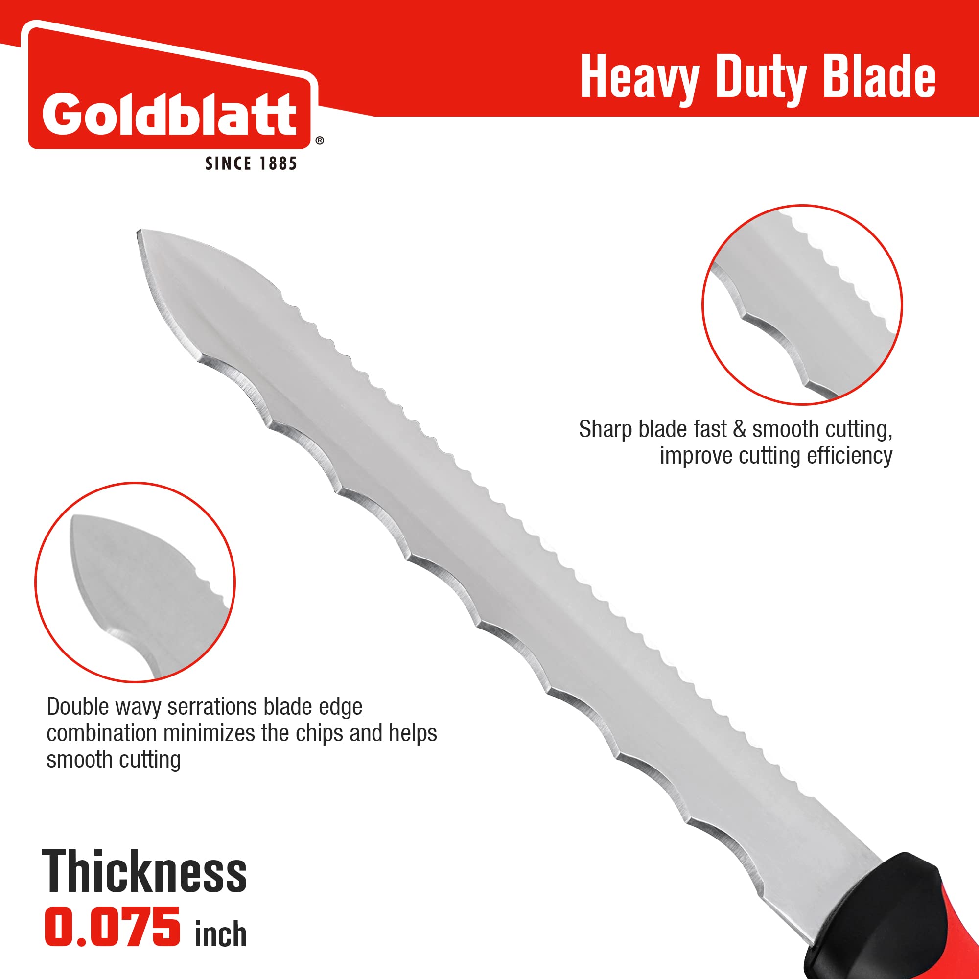 Goldblatt insulation knife double-side serrated blade for versatile cuts