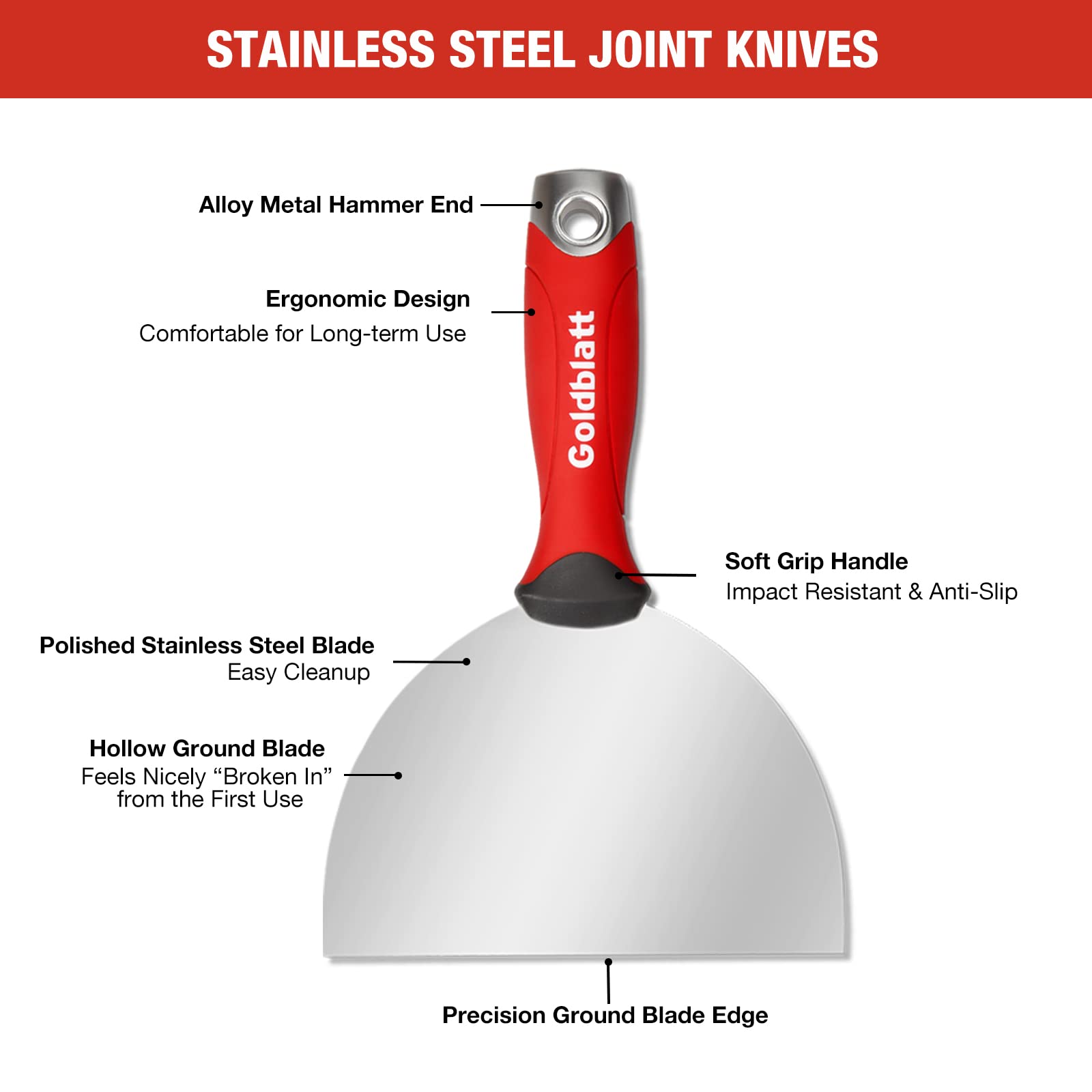 Close-up of Goldblatt joint knife edge highlighting precise sharpening.