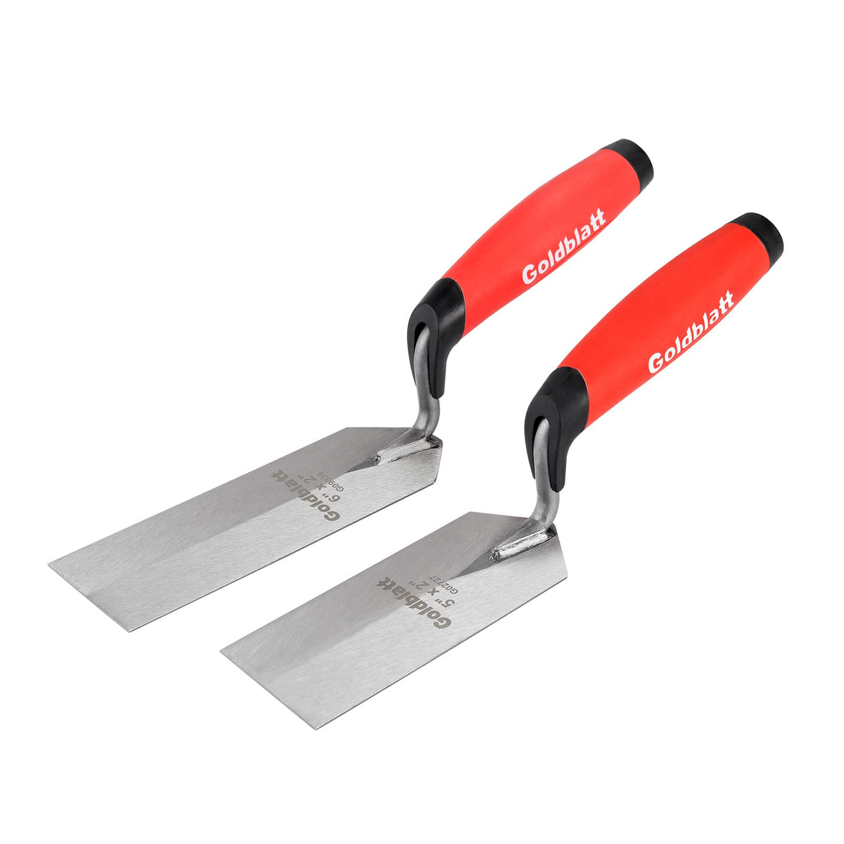 Goldblatt Margin Trowel 6x2 blade close-up for precise finishing on concrete.