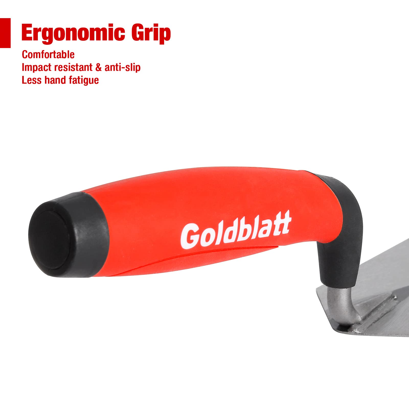 Goldblatt Margin Trowel in use for finishing on masonry edges.