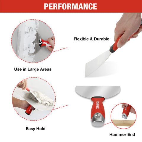 Goldblatt soft-grip handle close-up for comfortable long-use during tasks.