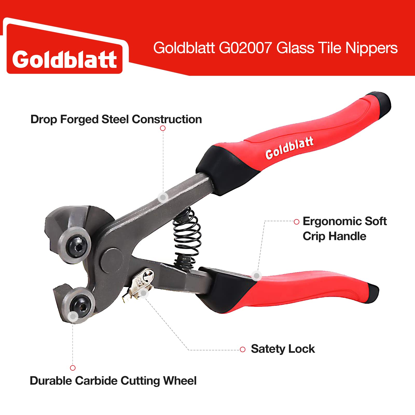 Goldblatt soft-grip handles enabling comfortable tiling work.