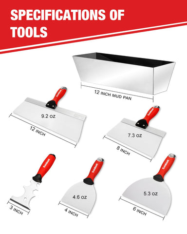 Goldblatt 12-inch taping knife delivers wide, even coats for drywall work.