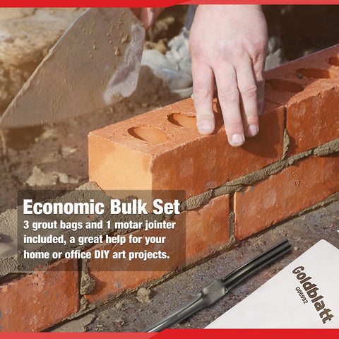 Goldblatt tile grout kit in use for backsplash, patio, or brickwork projects.