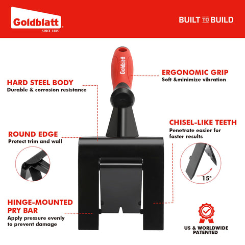 Goldblatt Trim Puller integrated wedged center eases trim extraction