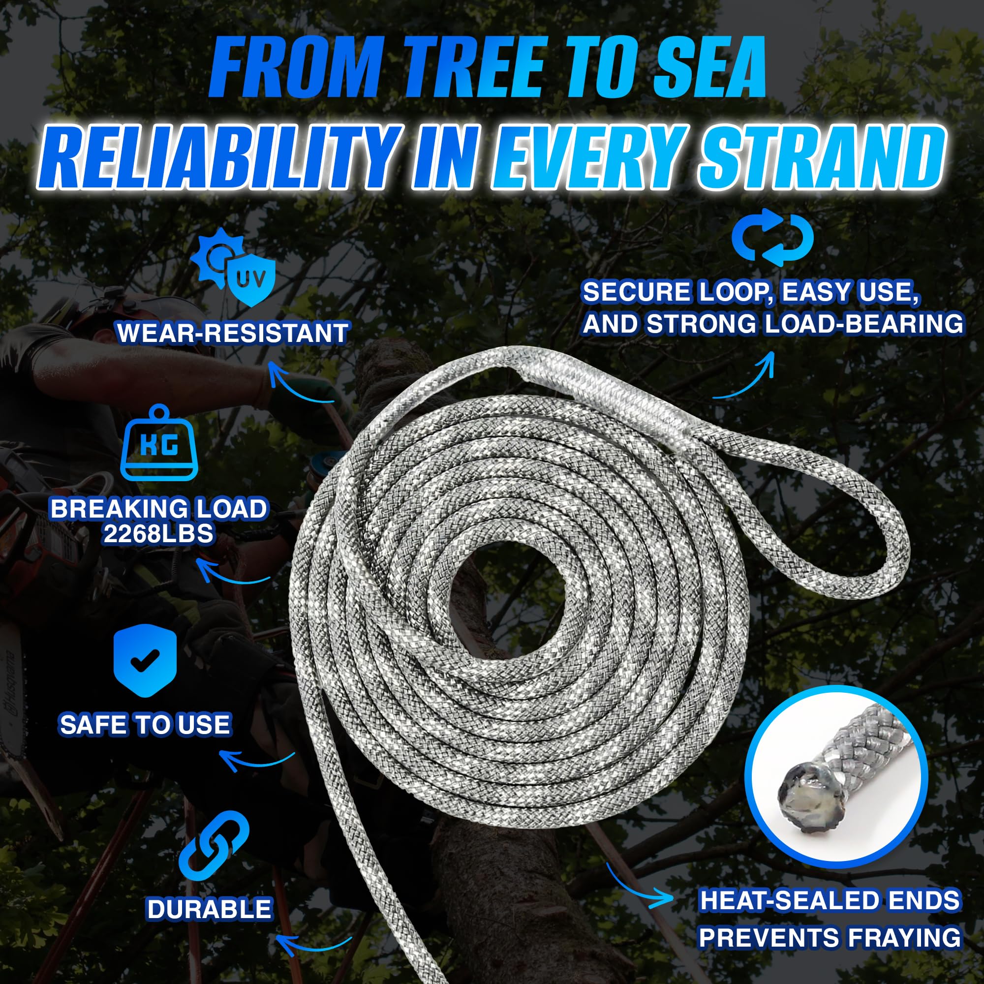 Golden Cock heavy-duty rope used for camping and hiking loads.