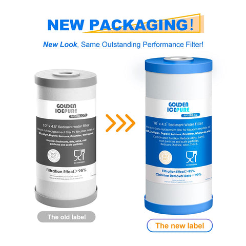 GOLDEN ICEPURE PP10BB-CC carbon layer close-up highlights improved taste and odor.