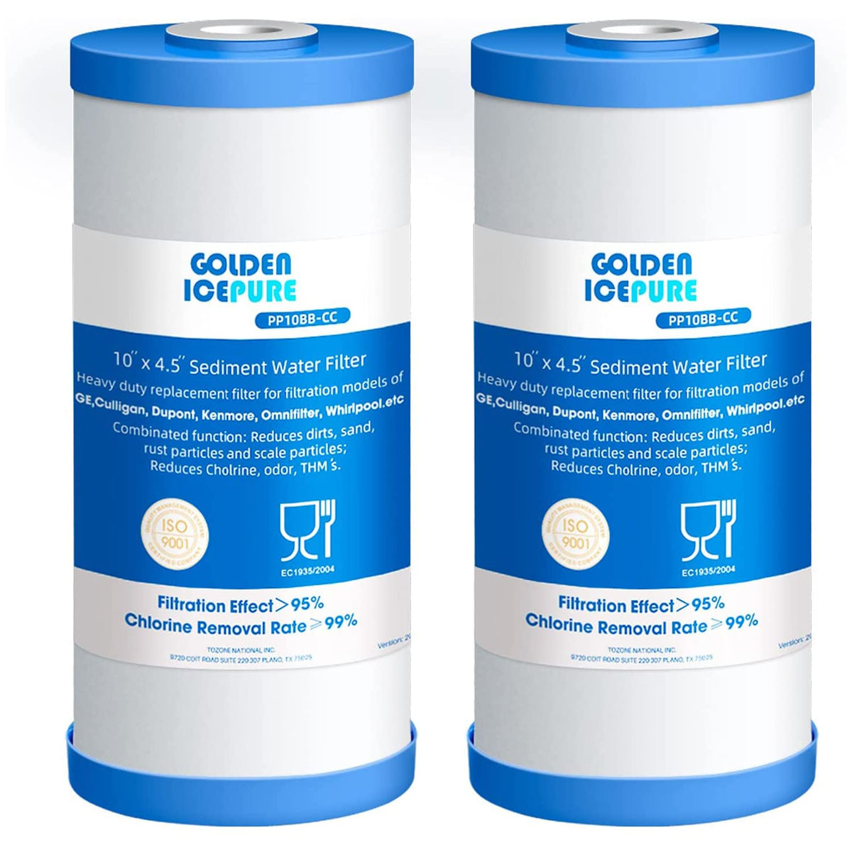 GOLDEN ICEPURE PP10BB-CC cross-section reveals multilayer filtration for cleaner water.
