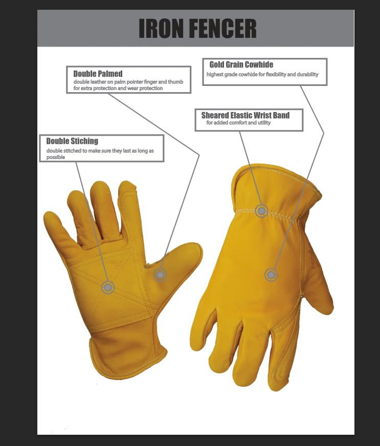 Golden Stag Iron Fencer double palm detail enhances wear resistance during tough workloads