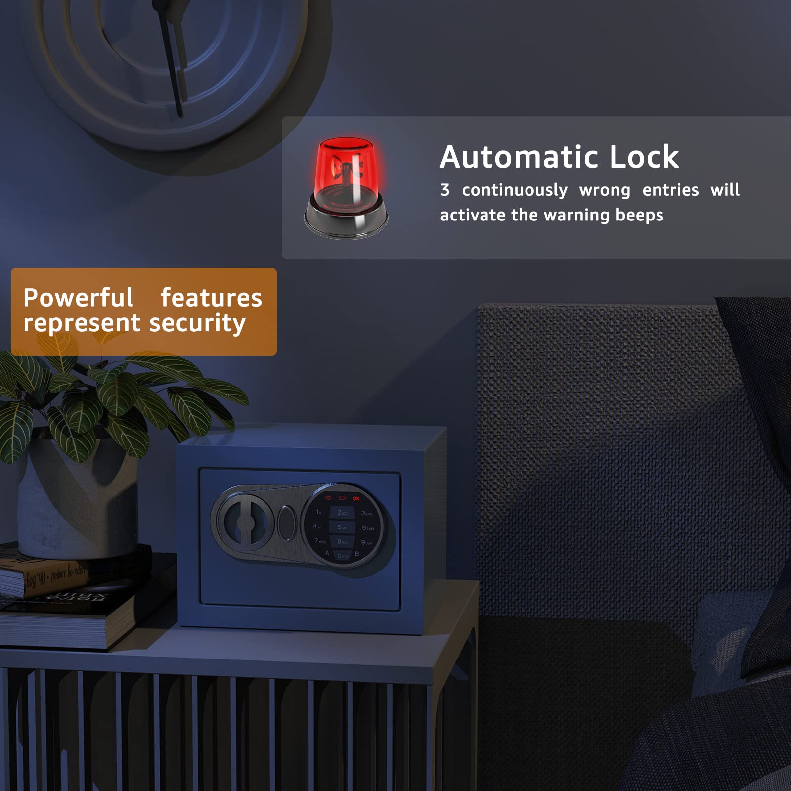Interior of GoldenKey safe box with anti-scratch carpet to protect valuables.