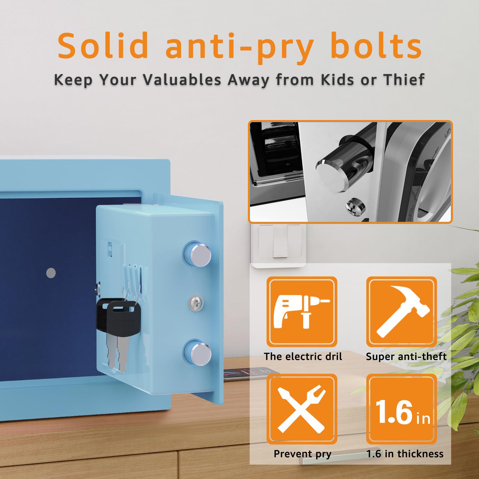 GoldenKey safe box includes emergency keys for quick access.