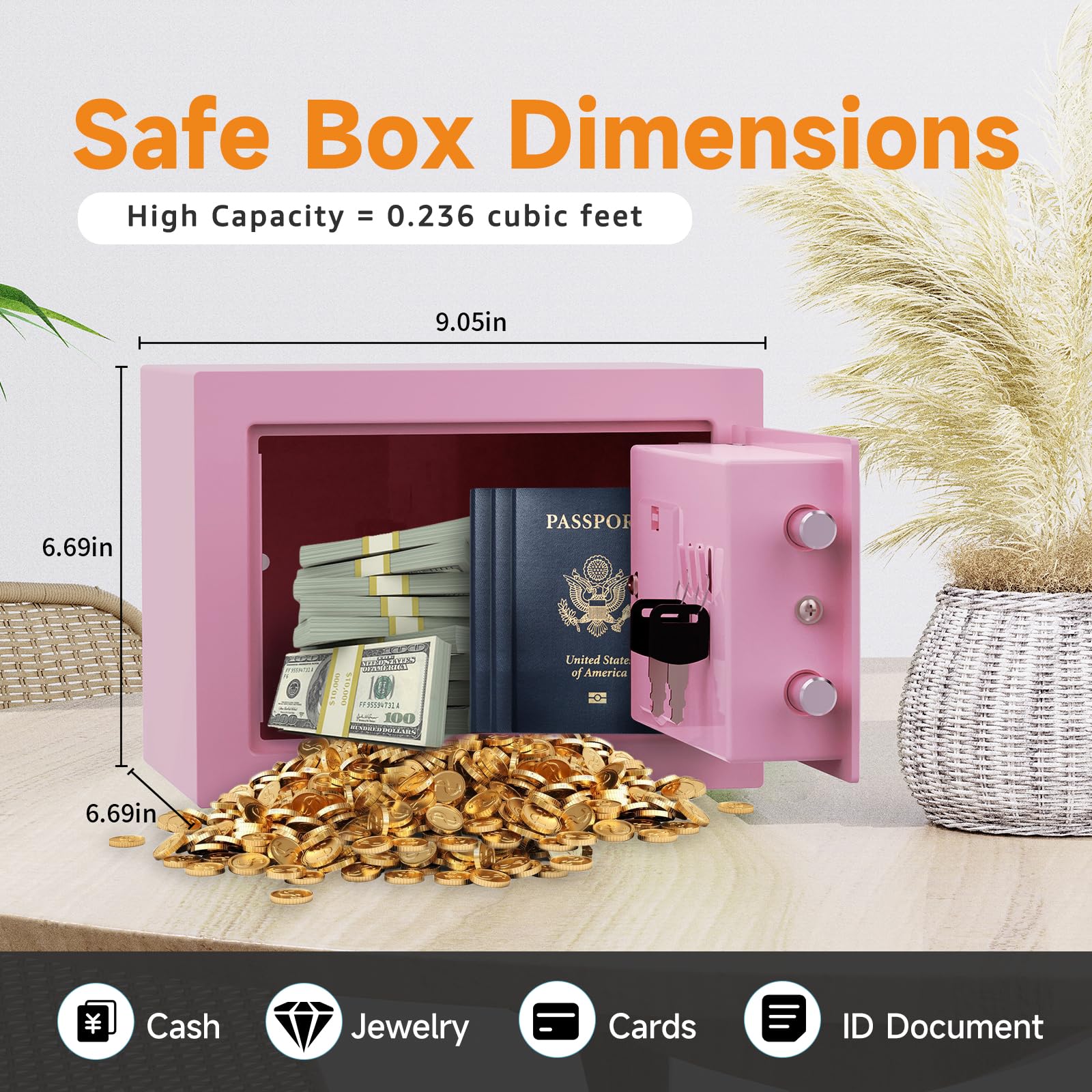 GoldenKey front view showing compact size for small spaces and quick access