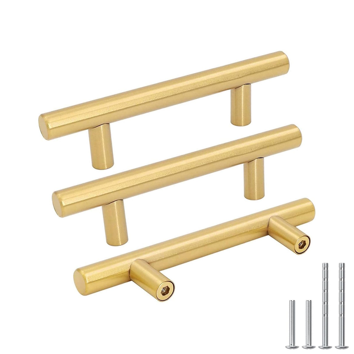 Goldenwarm 10-pack brushed gold cabinet handle for quick kitchen upgrades