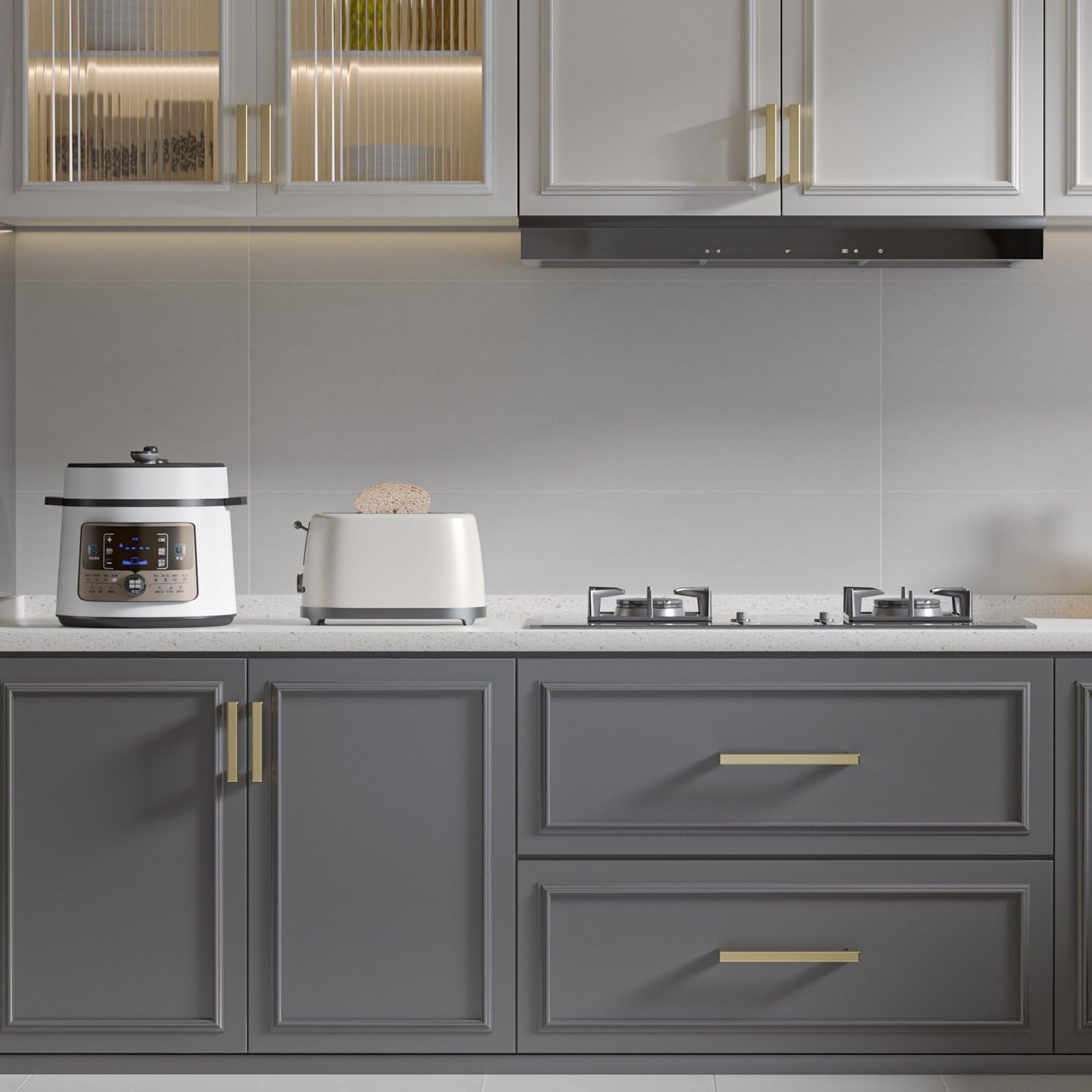 Goldenwarm 20-pack packaging complements cohesive cabinetry hardware set.
