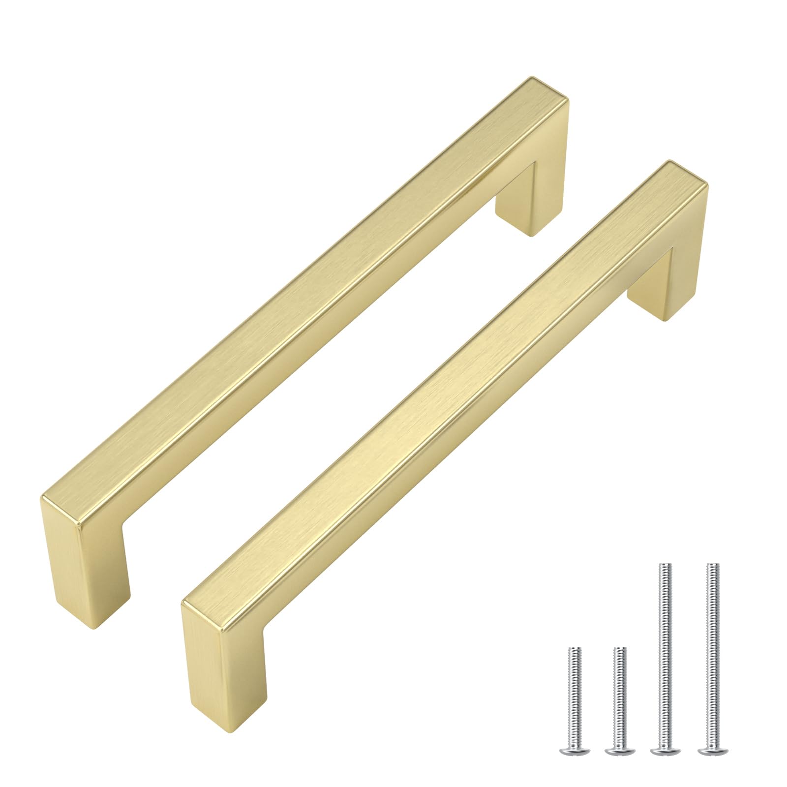 Goldenwarm 5 inch brushed gold cabinet pull close-up shows premium finish.