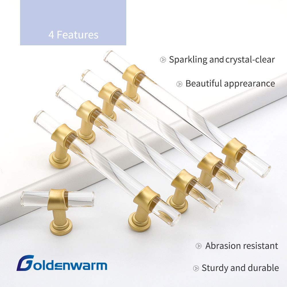 Goldenwarm 5-inch gold cabinet handle creates a cohesive, stylish look.
