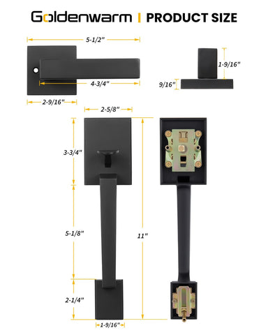 Goldenwarm adjustable backset dimensions fit 2-3-8 and 2-3-4 backs