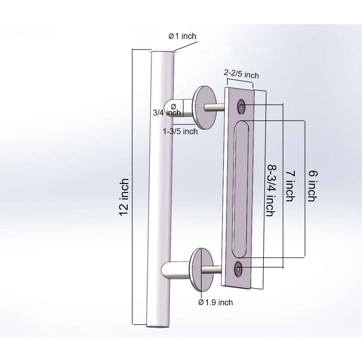 Goldenwarm 12-inch round tube handle in brushed nickel for sturdy sliding doors.