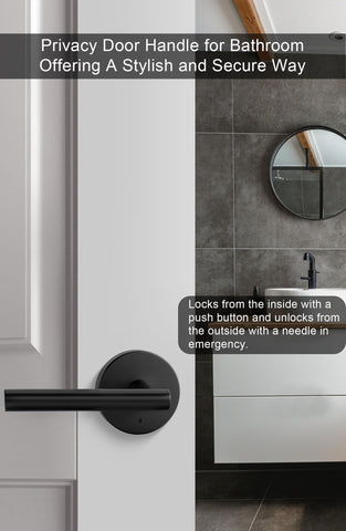 Goldenwarm matte black strike plate complements the door hardware.