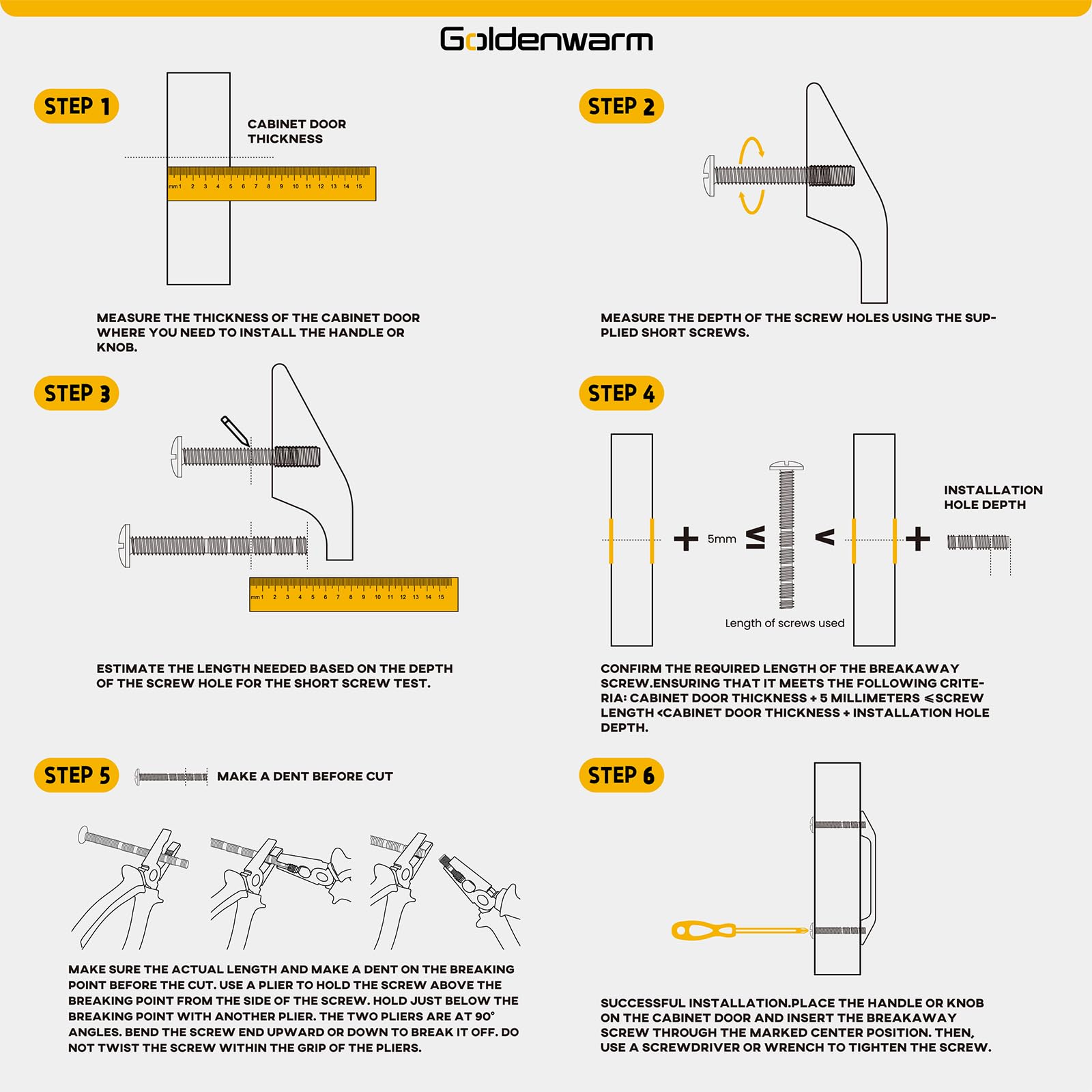 Goldenwarm brass knob includes screws for easy installation