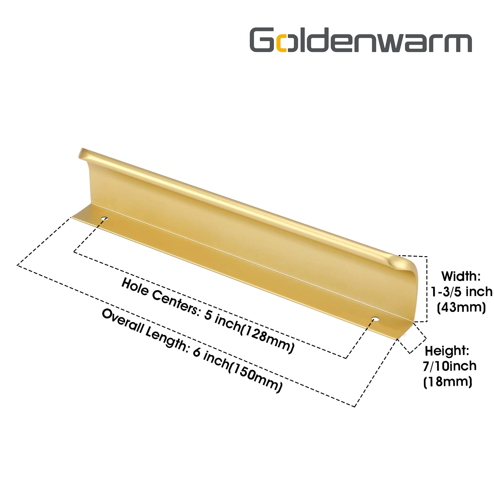 Goldenwarm brushed brass edge pulls add modern style to kitchen cabinets.