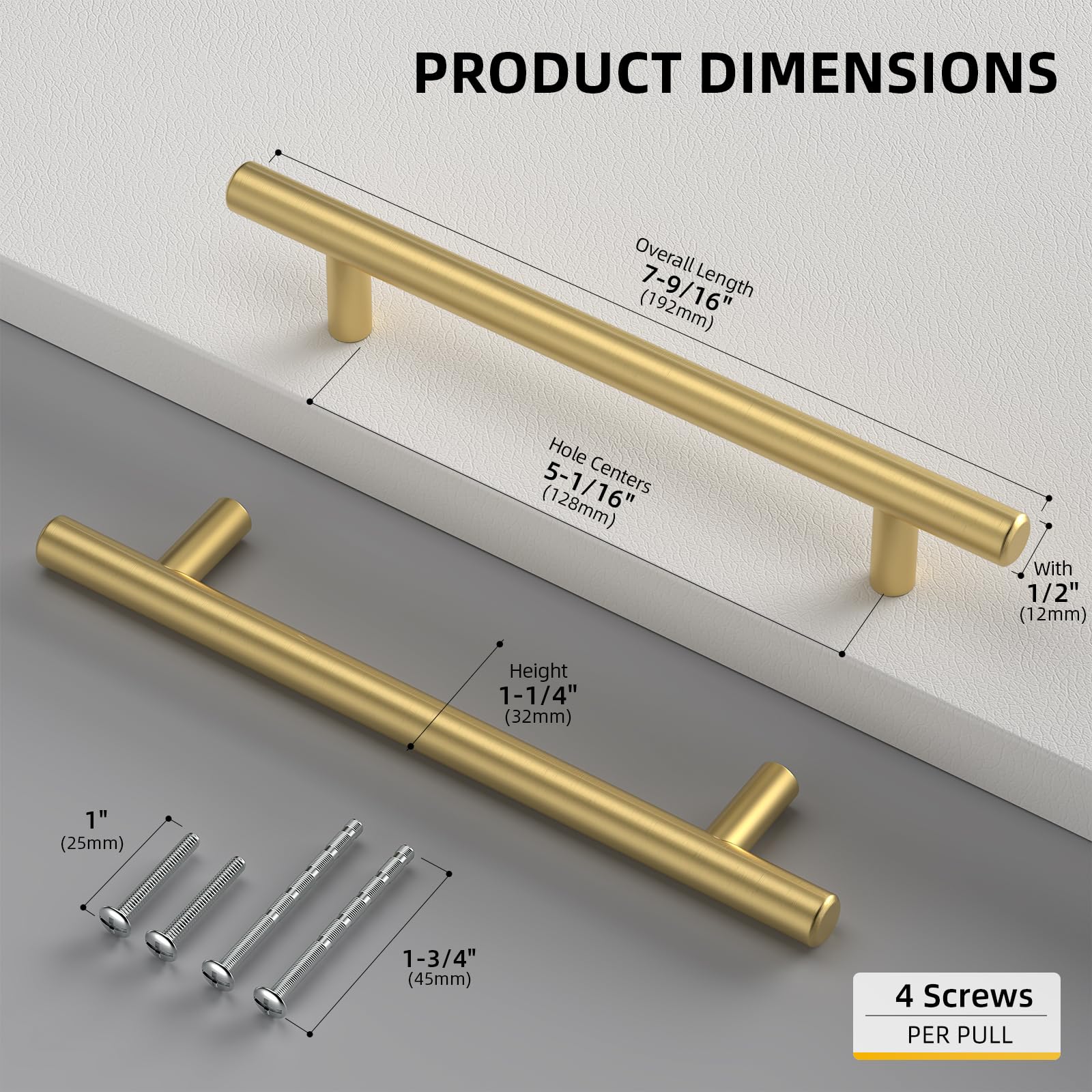 Goldenwarm brushed brass kitchen drawer pull for smooth cabinet access