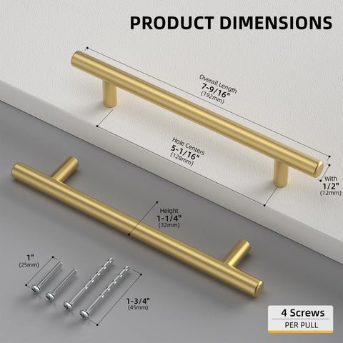 Goldenwarm brushed brass kitchen drawer pull for smooth cabinet access