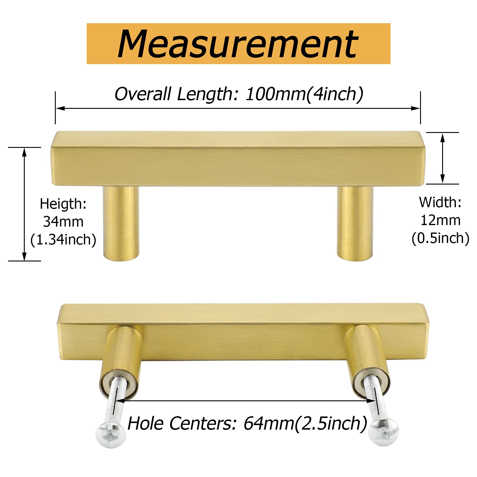 Goldenwarm brushed brass pulls; close-up finish highlights durable stainless steel construction.